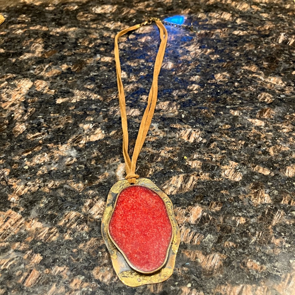 Red Gem Stone Pendant Necklace